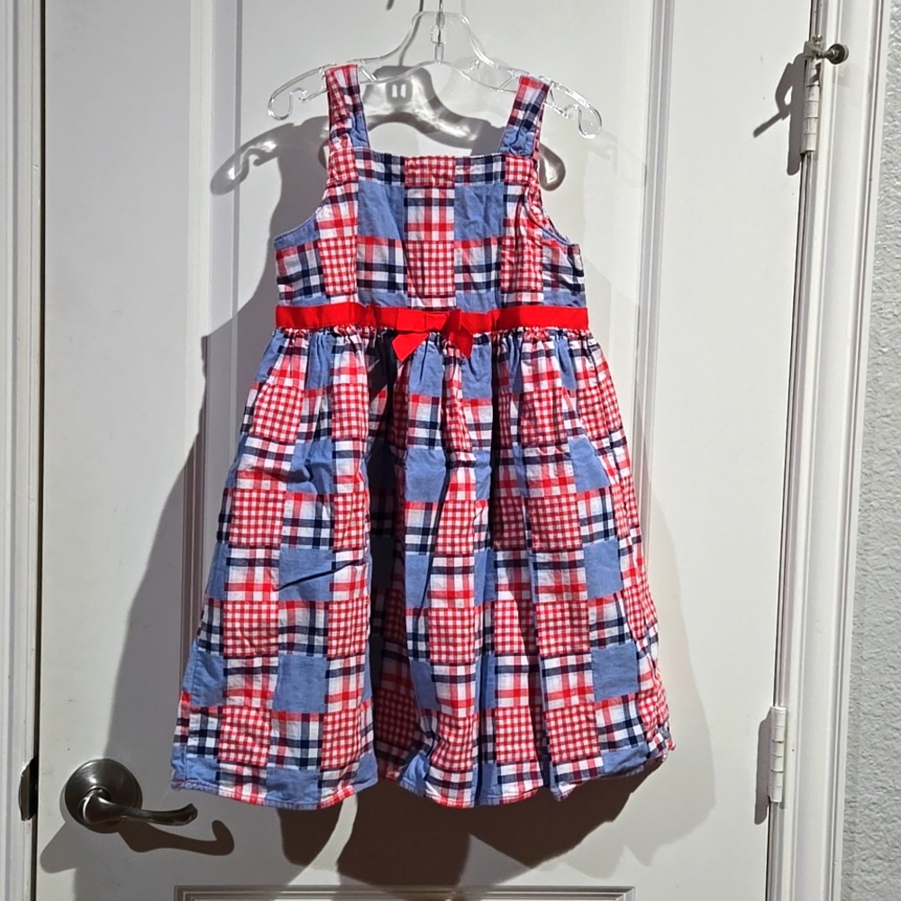 Gymboree woven plaid Dress size 7 never worn. Americana color pattern.